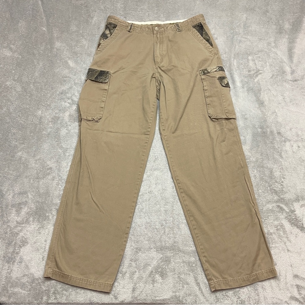 Legendary Whitetails Cargo Pants Tan Camo Cotton Mens Size 36x34 Outdoor